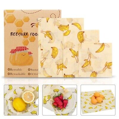 Details about   6 Pack Set Natural Reusable Beeswax Food Wrap Paper Bees Wax Small Medium Large