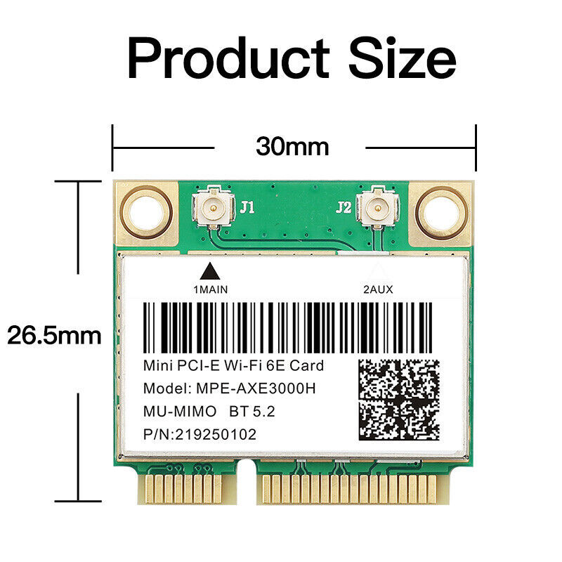 Joskeijky Adattatore Wi-Fi 6 PCI Express 1800Mbps Con Bluetooth 5.2 – MT7921, Doppia Banda 2.4/5.8GHz