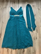 Vintage May Queen Couture Empire Waist Blue Homecoming Prom Formal Evening Dress