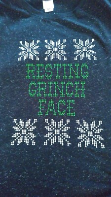 Resting Grinch Face - Christmas - Ugly Sweater Rhinestone Shirt