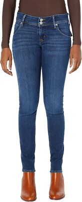 Hudson Women's Blue Denim Collin Mid Rise Stretch Zip Fly Skinny Jeans Size 25