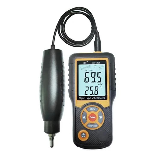 HT 1201 Digital Vibration Meter – Piezoelectric Accelerometer Sensor For Speed, Acceleration & Displacement Measurement (15Hz-10kHz)