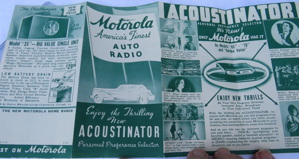 Antigo-Motorola Auto Rádio - Novo Acoustinador - Panfleto Publicitário Desdobrável- - Imagem 4 de 4
