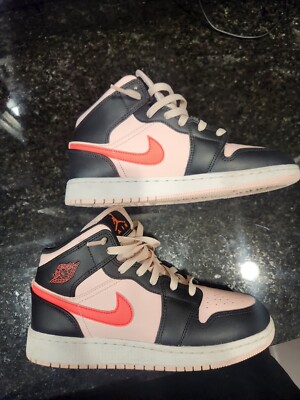 Nike Air Jordan Mid Atmosphere Black Pink Shoes 554725-604 Y Womens 