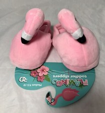 RD Light Pink Flamingo Cuddly Soft Child s Slippers Size M 9.5/10 New