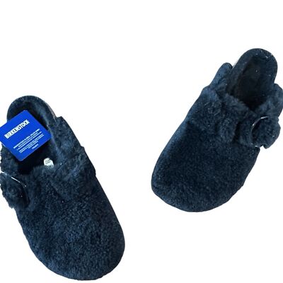 NWT Birkenstock Boston Big Buckle Teddy Rivet Comfort Clog Black  