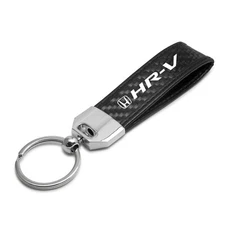 Honda HR-V Real Carbon Fiber Leather Key Chain with Black Stitching