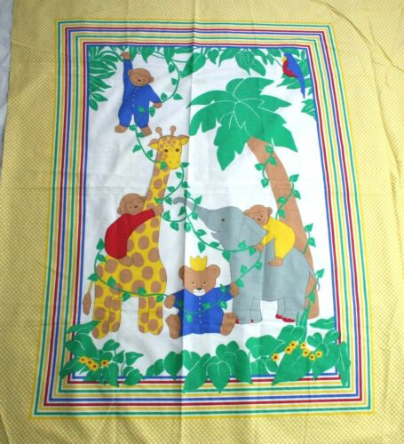Dschungel Giraffe Affe Stoff Panel Elefant Bär Quilt Topper Wand Primärfarbe