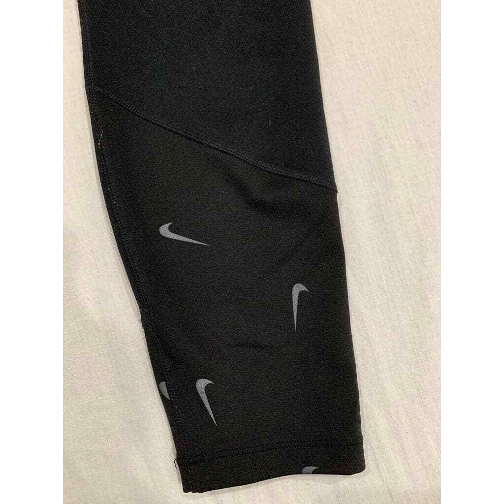 nike training one tight leggings with graphic logo in black