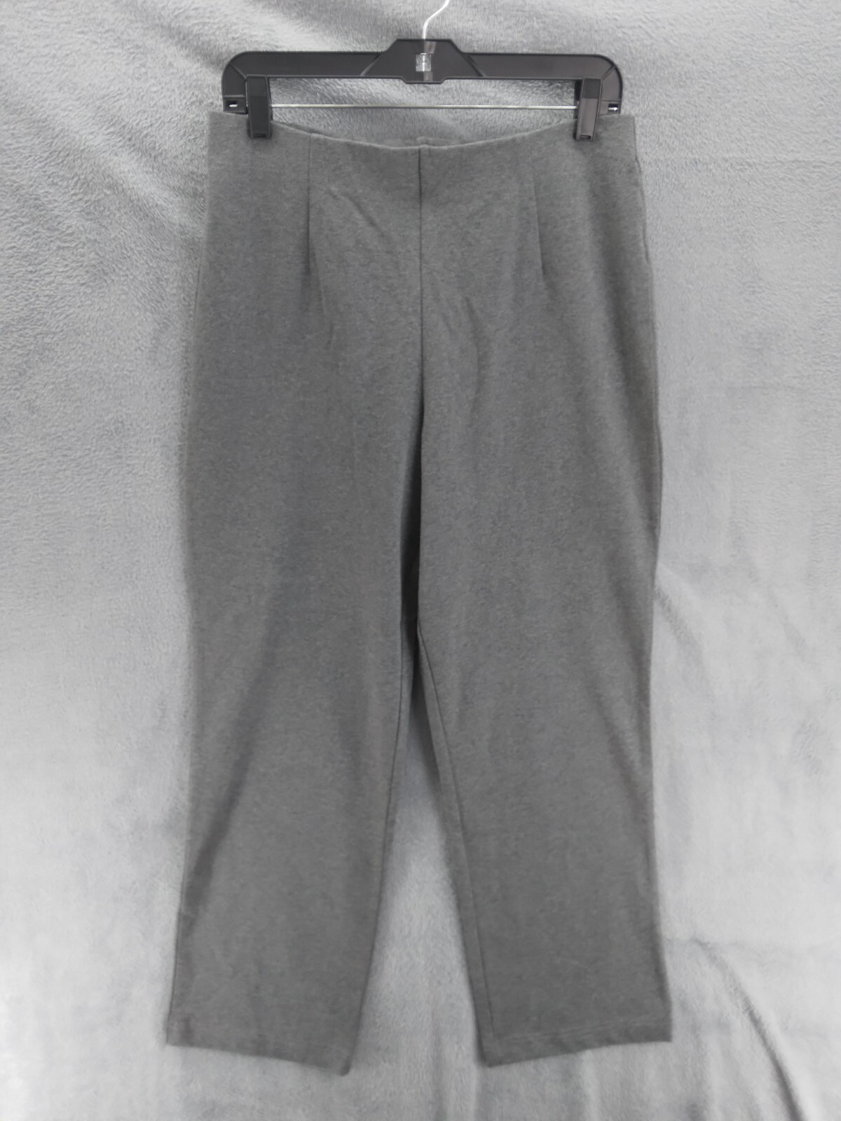 LL Bean Elastic Waist Pants Women Sz M Reg Gray Lightweight Straight
