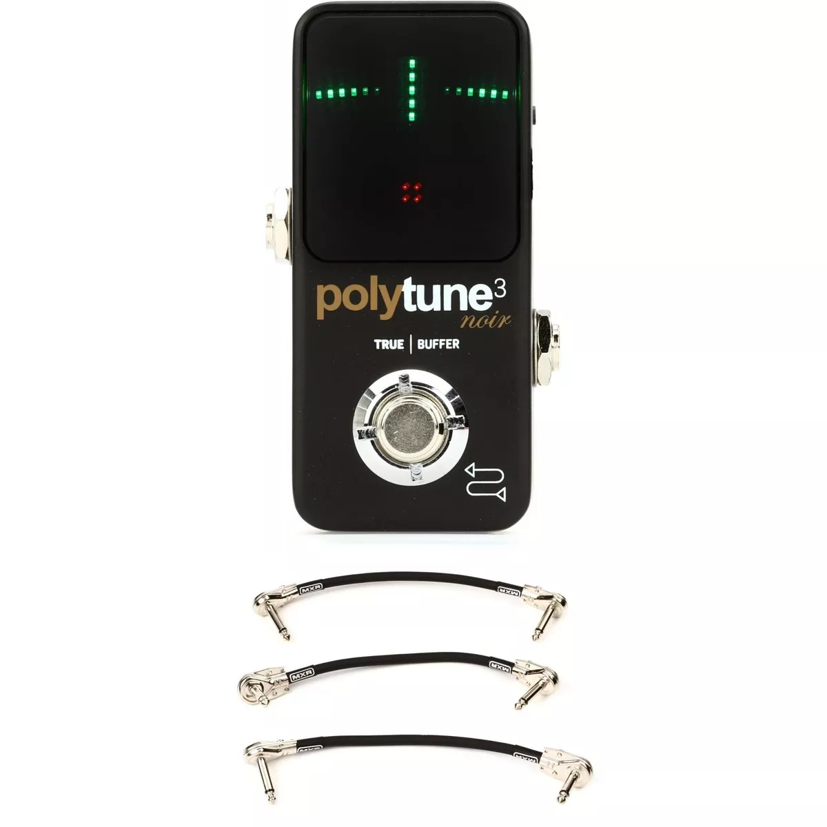 TC Electronic PolyTune 3 Noir Mini Polyphonic Tuning Pedal with 3 Patch  Cables