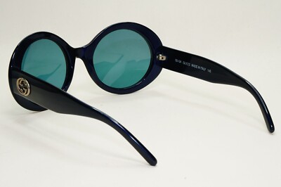 Gucci Sunglasses 1996 Vintage Dark Blue Green Round Large GG 2401