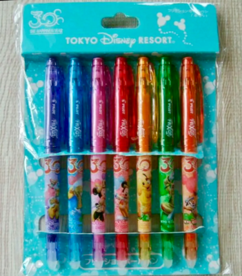 ディズニーペンセット！ Disney land Erasable Ballpoint Pen Set 7 Colors Mickey & Friends