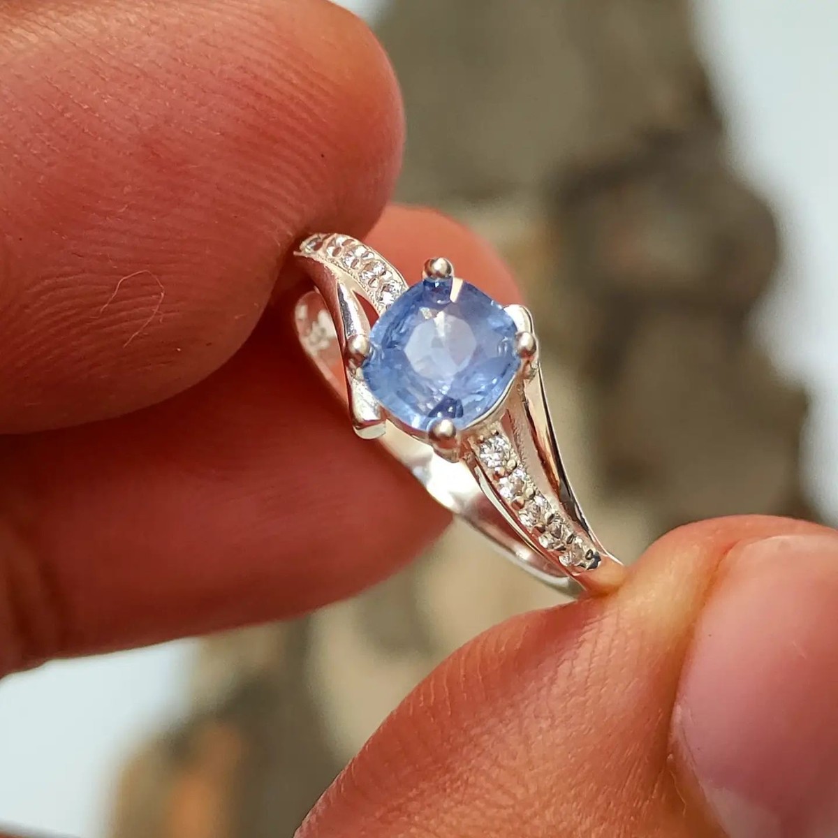Real Blue Ceylon Sapphire Ring For Girl Wedding Ring Engagement