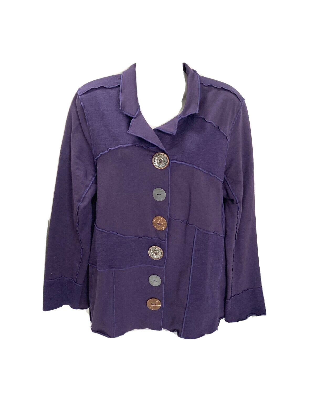 Soft Surroundings Button Front Jacket Top Raw Pat… - image 1