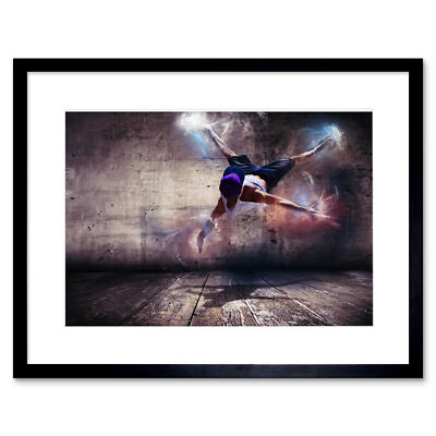 Breakdancer Tanzen Tanzen Lichter Studio Home Gerahmter Kunstdruck 30x40 cm