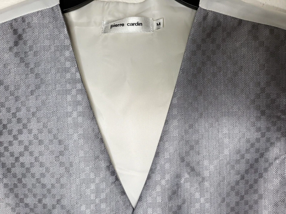 Pierre Cardin Men's Button-Up Sleeveless Blazer Size Medium Grey White Vest Nwt - Image 3 of 4