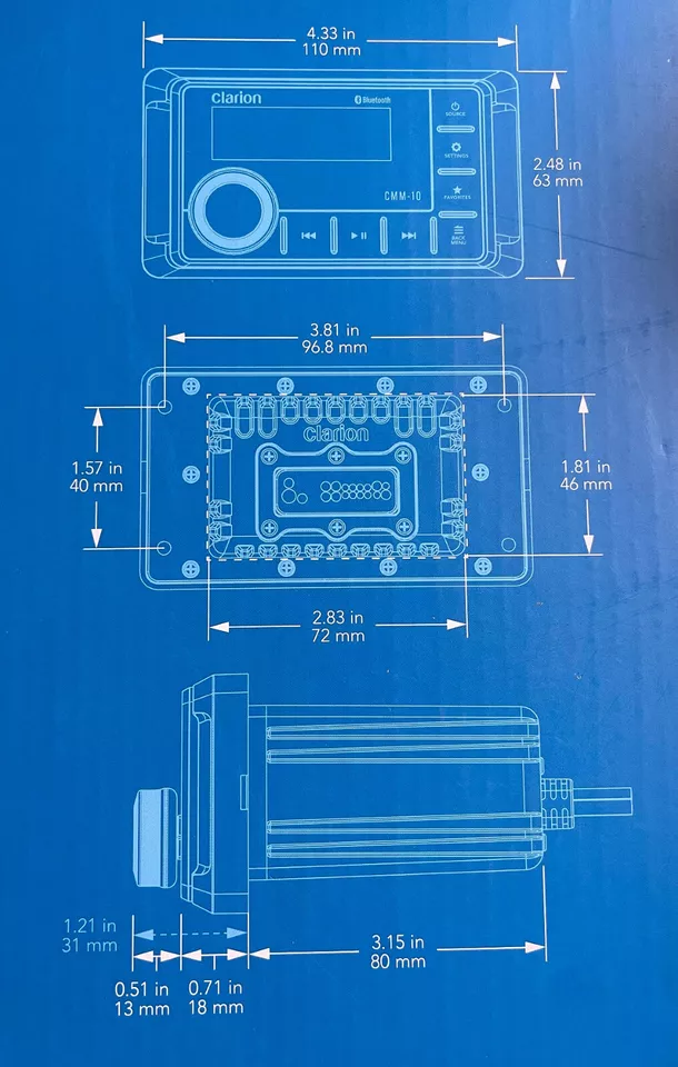 Clarion CMM-10  Radio Marine Boot - Bluetooth MP3 USB DAB+ - Bild 4 von 4