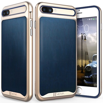 For iPhone 8 Plus 7 Luxury Leather Dual Layer Bumper Shockproof Slim Case Cover