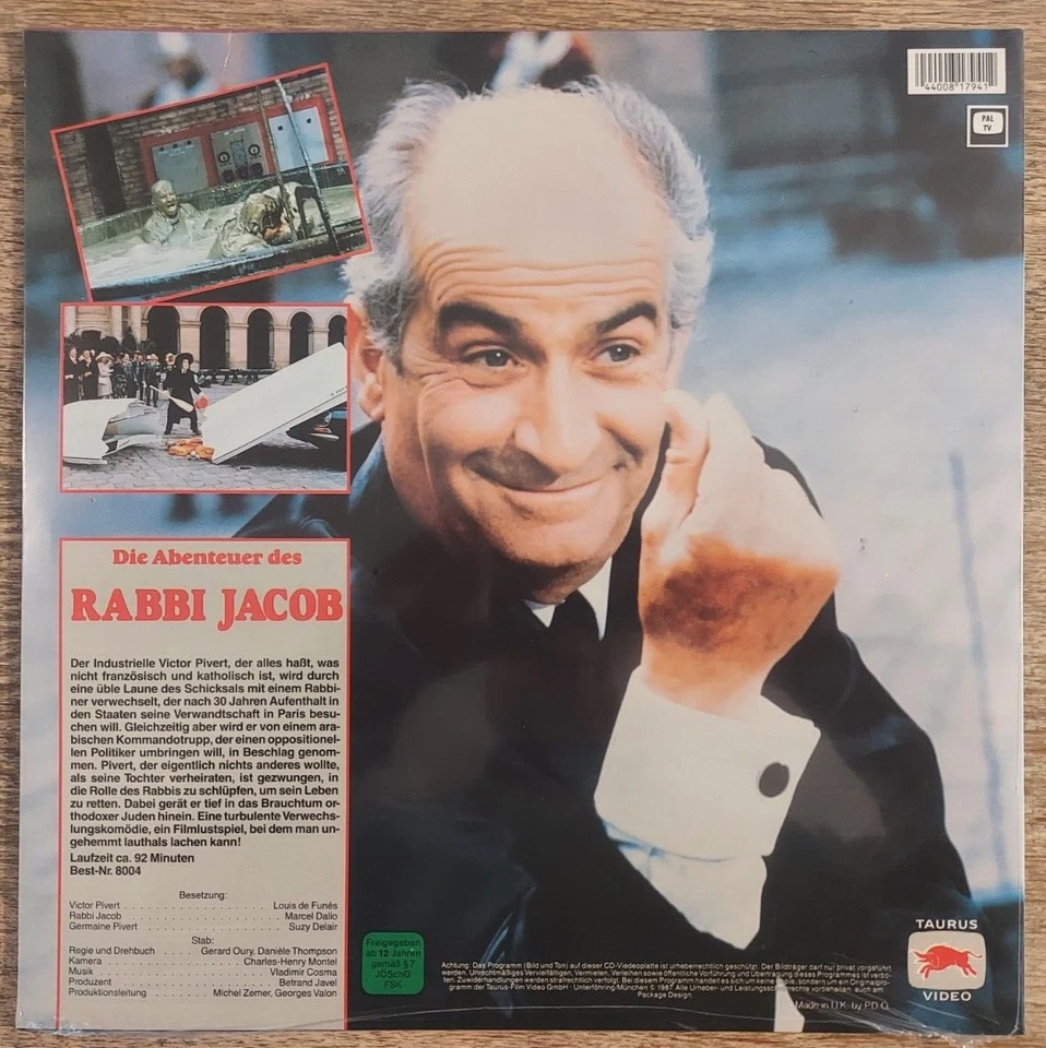 LaserDisc DIE ABENTEUER DES RABBI JAKOB - Louis de Funes, Miou Miou - Bild 2 von 2