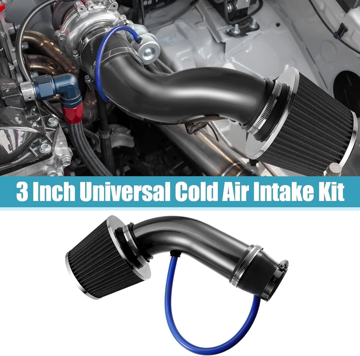 Universal Cold Air Intake 3 Inch Kit - Aluminum Induction Hose With ...