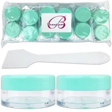 12PCS 10G/10ML Makeup Cream Cosmetic Green Sample Jar Containers with Spatulas