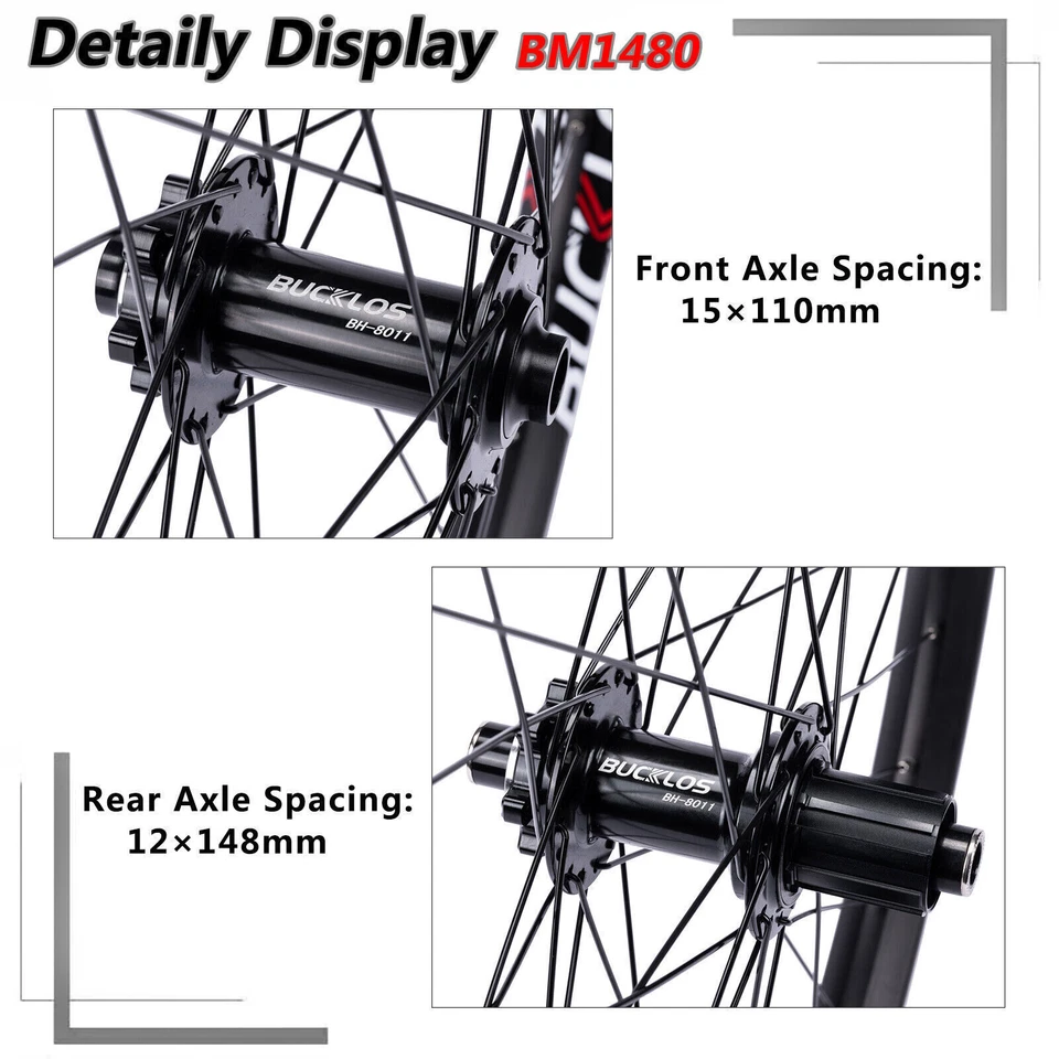 BUCKLOS 27.5/29" MTB Wheelset Disc Aluminum Mountain Bike Wheels Boost/Thru Axle - Image 3 of 4