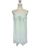 Vtg Komar Nightgown Mint Green Blue Lace Cotton Poly Sheer Cottagecore Sz. M