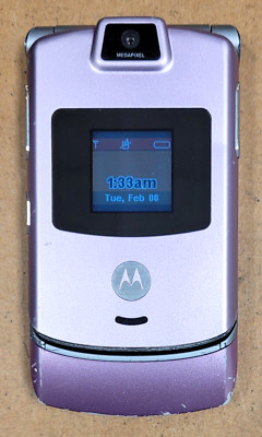 Motorola RAZR V3m - Pink and Silver ( Verizon ) Very Rare Flip Phone - READ