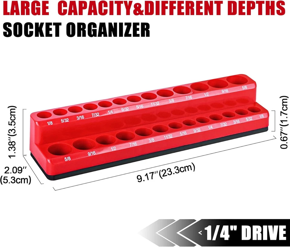 Magnetic Socket Organizer 2-Piece Magnetic Socket Holder 1/4 Inch Drive Metric S - Image 2 of 4