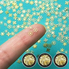 300 Pcs Mini Metal Snowflake for Craft 0.2 Inch Small inch/ 5 mm, Gold