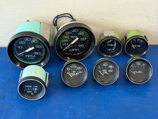 Faria Set of 8 Boat Black Blu Gauges Speedo Tachometer Volts Trim Oil Temp Fuel