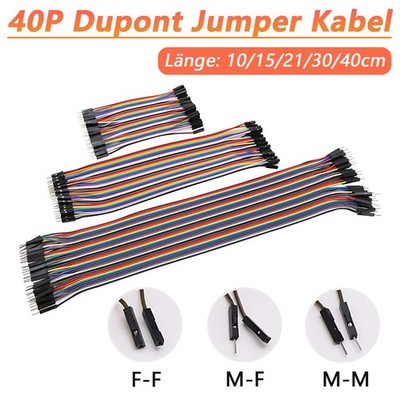 40P Jumper Kabel - Dupont Cable - (MM MF FF) Breadboard Wire 10/15/21/30/40cm