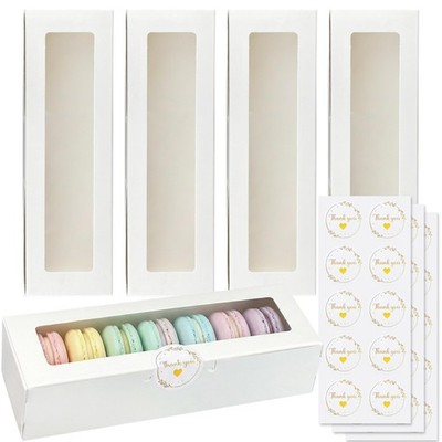24 PCS White Macaron Packaging Boxes With Window Dessert Gift Containers