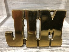 "JIM" Vintage NOS New Old Stock Solid Brass Name Belt Buckle Chunky Letters