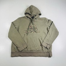 Adidas Hoodie Olive Green Cheetah Print Spellout Womens Size XL