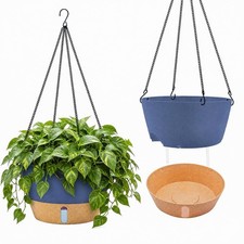 12 Inch Hanging Planters for Indoor, 2 Pack Large Plant Pot with Visible Wate...