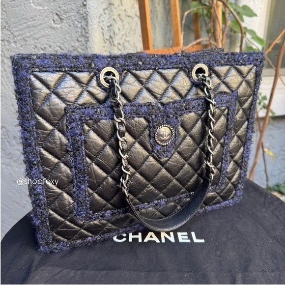 Chanel Leather & Tweed Grand Shopping Secrets Tote