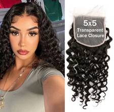 12A 14INCH PERUVIAN VIRGIN HUMAN HAIR WATER WAVES 5X5 WIDER LACE CLOSURE 60g 1B 