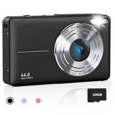 1080P Fhd Digital Camera For Kids 44Mp Compact Point And Shoot With 32Gb Card