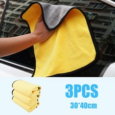 3x 12 16" Soft Thickened Absorbent Car Wash Towel Cleaning Drying Cloth Yellow
