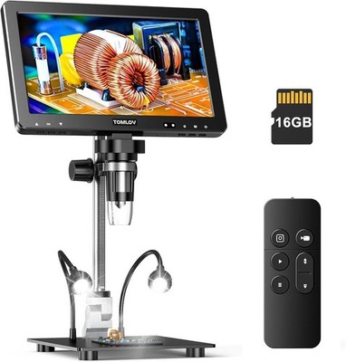 TOMLOV DM9 Max 10.1'' IPS HDMI Digital Microscope 1500X 20MP HD Coin Magnifier