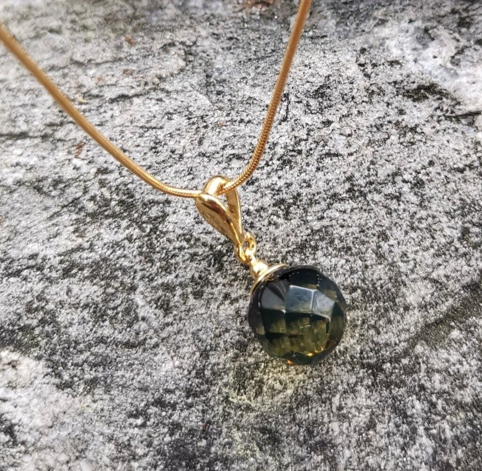 Ciondolo con perline ambra sfaccettato naturale Baltico ARGENTO STERLING... - Immagine 3 di 4