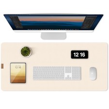 Leather Desk Pad Protector Office Desk Mat Large White Blotter 31.4x15.7 In