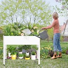 Metal Raised Garden Bed Outdoor Planter Box for Vegetables Flowers w/Shelf — photo 5