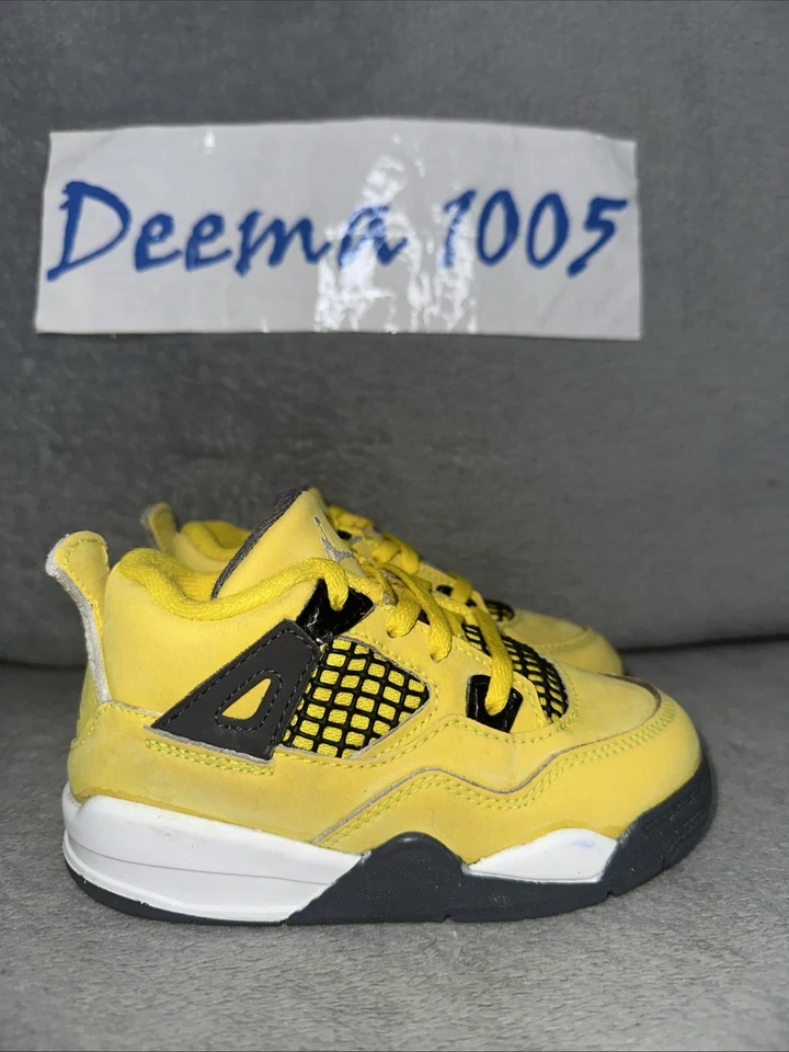 Малыш Air Jordan 4 ретро Athletic туфли «Молния» BQ7670 700 - размер 8C - Изображение 2 из 4