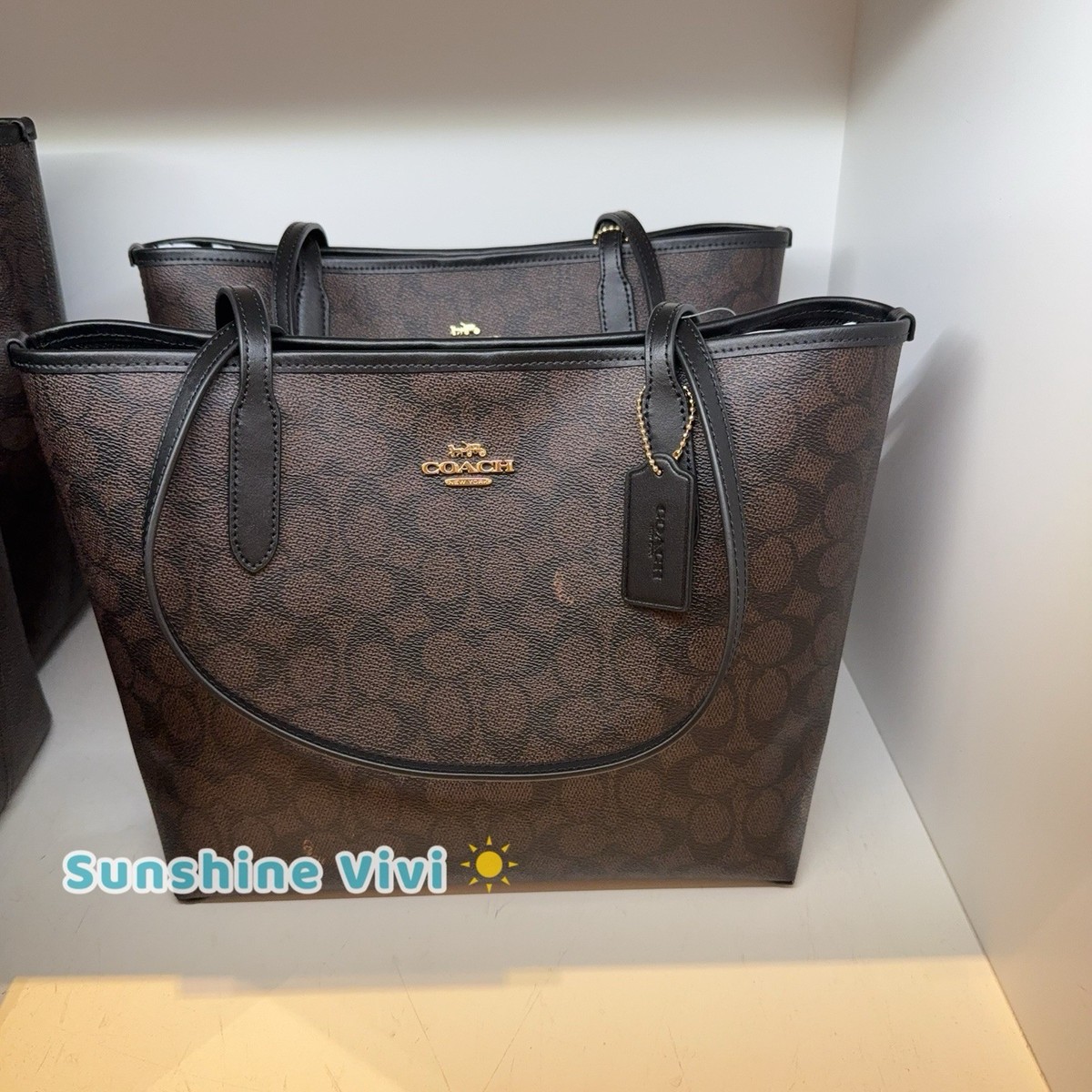 【美品】COACH レザー トートバッグ ブラック　ブラウンF71039 美品】COACH レザー トートバッグ ブラック ブラウンF71039 美品
