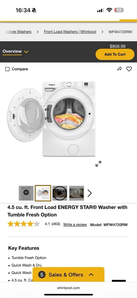 Whirlpool Front Load Washer WFW4720RW - Image 4 of 4