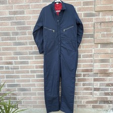 Vintage Red Kap Coveralls Mens M-LN Blue Mechanic Insulated Workwear Made USA