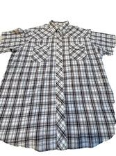 Wrangler Men's Western Plaid Short Sleeve Pearl Snap Button Shirt - L